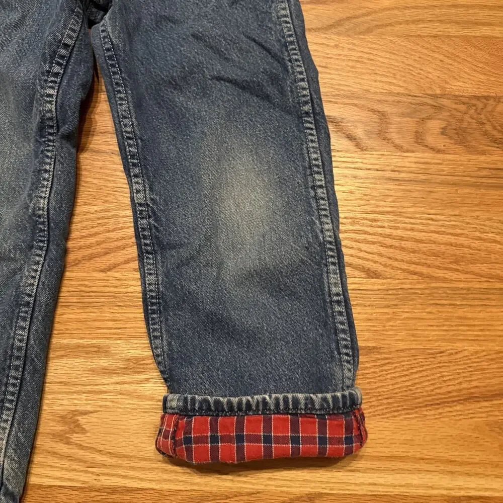 Vintage 80s OshKosh B'Gosh Vestbak Plaid Flannel Lined Overalls Blue Size 5
